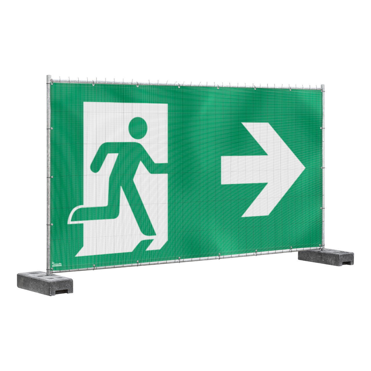 Fluchtweg-Banner für Mobilzaun (rechts)